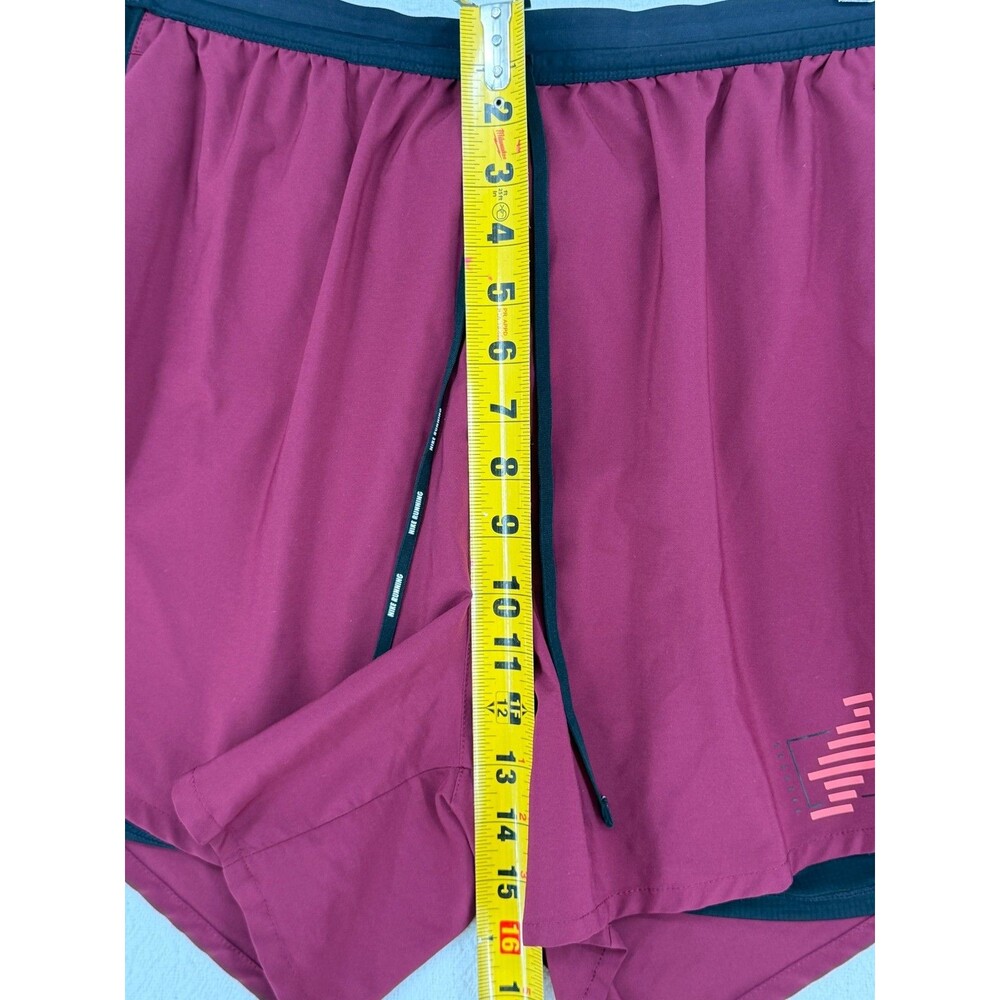 Nike Running Shorts XXL Maroon Black Dri-Fit Lined Drawstring Pocket Reflective - Picture 3 of 11